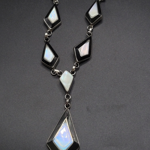 Vintage Aztec Art Deco Moonstone Necklace and bracelet Set - Picture 15 of 16